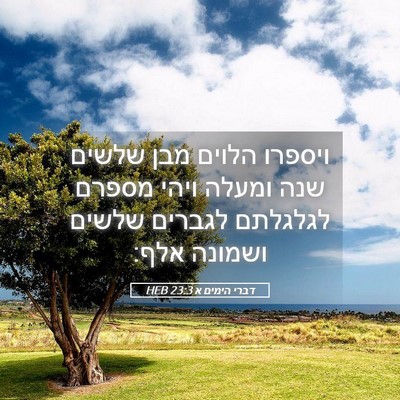 Picture 05 - דברי הימים א 23:3 HEB - ויספרו הלוים מבן שלשים שנה - Bible Verse Picture
