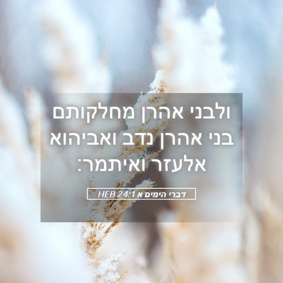 Picture 05 - דברי הימים א 24:1 HEB - ולבני אהרן מחלקותם בני - Bible Verse Picture