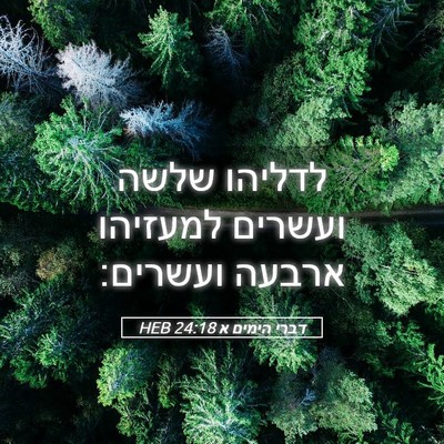 Picture 05 - דברי הימים א 24:18 HEB - לדליהו שלשה ועשרים למעזיהו - Bible Verse Picture