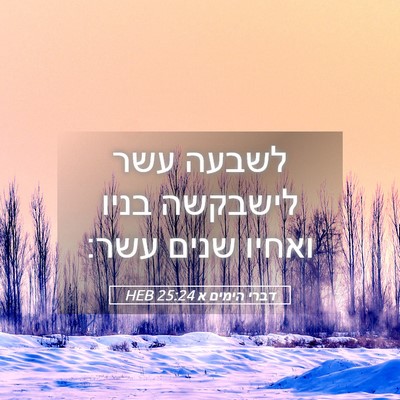Picture 05 - דברי הימים א 25:24 HEB - לשבעה עשר לישבקשה בניו - Bible Verse Picture