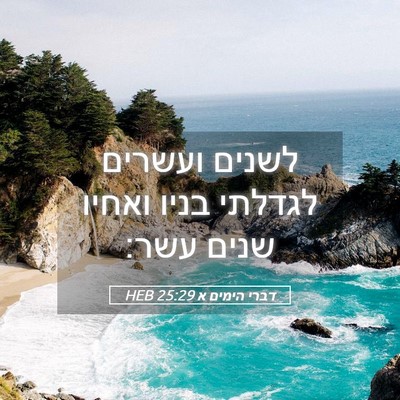 Picture 05 - דברי הימים א 25:29 HEB - לשנים ועשרים לגדלתי בניו - Bible Verse Picture