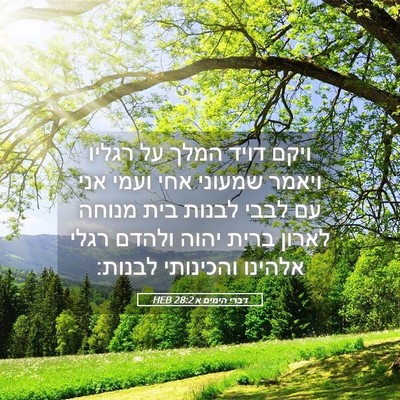 Picture 05 - דברי הימים א 28:2 HEB - ויקם דויד המלך על רגליו - Bible Verse Picture