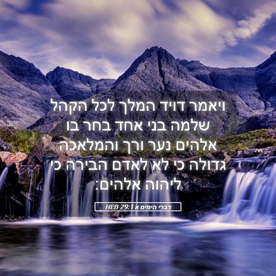Picture 05 - דברי הימים א 29:1 HEB - ויאמר דויד המלך לכל הקהל - Bible Verse Picture