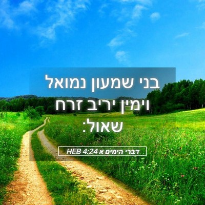Picture 05 - דברי הימים א 4:24 HEB - בני שמעון נמואל וימין יריב - Bible Verse Picture