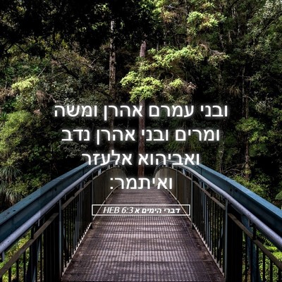 Picture 05 - דברי הימים א 6:3 HEB - ובני עמרם אהרן ומשה ומרים - Bible Verse Picture