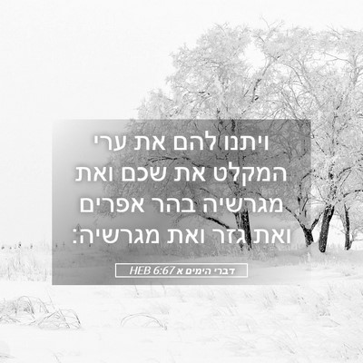 Picture 05 - דברי הימים א 6:67 HEB - ויתנו להם את ערי המקלט את - Bible Verse Picture