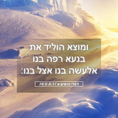 Picture 05 - דברי הימים א 8:37 HEB - ומוצא הוליד את בנעא רפה בנו - Bible Verse Picture