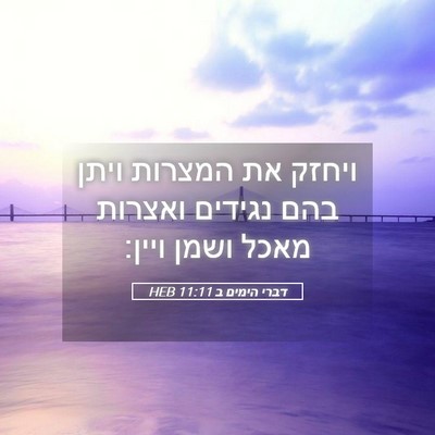 Picture 05 - דברי הימים ב 11:11 HEB - ויחזק את המצרות ויתן בהם - Bible Verse Picture