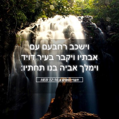 Picture 05 - דברי הימים ב 12:16 HEB - וישכב רחבעם עם אבתיו ויקבר - Bible Verse Picture