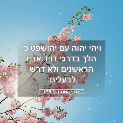Picture 05 - דברי הימים ב 17:3 HEB - ויהי יהוה עם יהושפט כי הלך - Bible Verse Picture