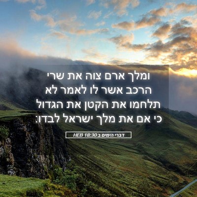 Picture 05 - דברי הימים ב 18:30 HEB - ומלך ארם צוה את שרי הרכב - Bible Verse Picture