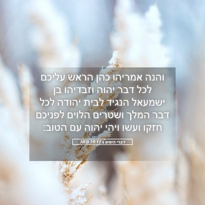 Picture 05 - דברי הימים ב 19:11 HEB - והנה אמריהו כהן הראש עליכם - Bible Verse Picture