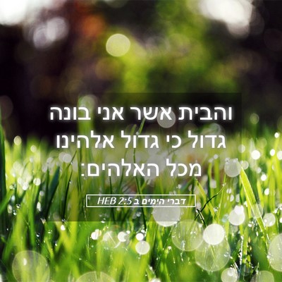 Picture 05 - דברי הימים ב 2:5 HEB - והבית אשר אני בונה גדול כי - Bible Verse Picture