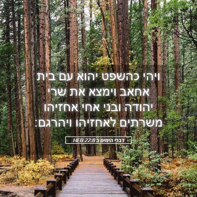 Picture 05 - דברי הימים ב 22:8 HEB - ויהי כהשפט יהוא עם בית אחאב - Bible Verse Picture