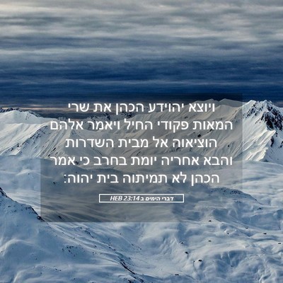 Picture 05 - דברי הימים ב 23:14 HEB - ויוצא יהוידע הכהן את שרי - Bible Verse Picture