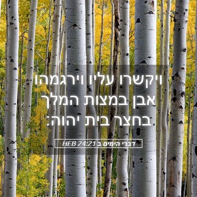Picture 05 - דברי הימים ב 24:21 HEB - ויקשרו עליו וירגמהו אבן - Bible Verse Picture