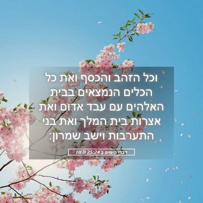 Picture 05 - דברי הימים ב 25:24 HEB - וכל הזהב והכסף ואת כל הכלים - Bible Verse Picture