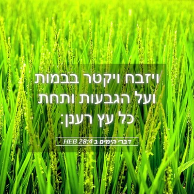 Picture 05 - דברי הימים ב 28:4 HEB - ויזבח ויקטר בבמות ועל - Bible Verse Picture