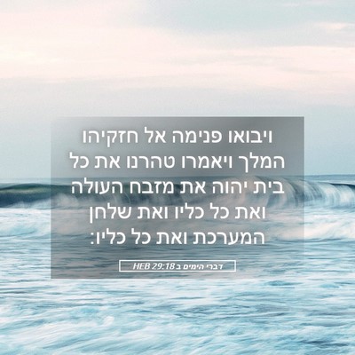 Picture 05 - דברי הימים ב 29:18 HEB - ויבואו פנימה אל חזקיהו - Bible Verse Picture