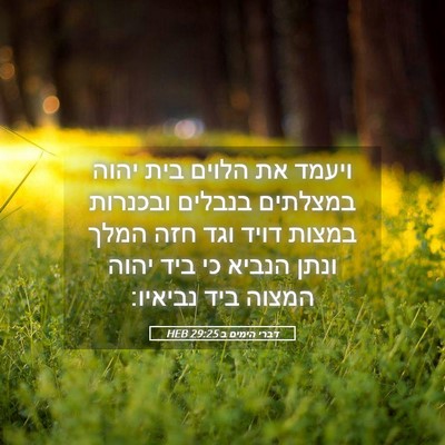 Picture 05 - דברי הימים ב 29:25 HEB - ויעמד את הלוים בית יהוה - Bible Verse Picture