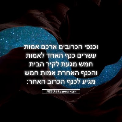 Picture 05 - דברי הימים ב 3:11 HEB - וכנפי הכרובים ארכם אמות - Bible Verse Picture
