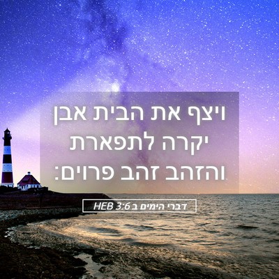 Picture 05 - דברי הימים ב 3:6 HEB - ויצף את הבית אבן יקרה - Bible Verse Picture