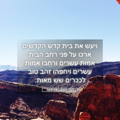 Picture 05 - דברי הימים ב 3:8 HEB - ויעש את בית קדש הקדשים ארכו - Bible Verse Picture