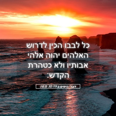 Picture 05 - דברי הימים ב 30:19 HEB - כל לבבו הכין לדרוש האלהים - Bible Verse Picture