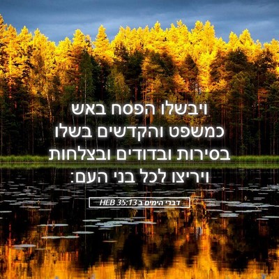 Picture 05 - דברי הימים ב 35:13 HEB - ויבשלו הפסח באש כמשפט - Bible Verse Picture