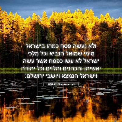 Picture 05 - דברי הימים ב 35:18 HEB - ולא נעשה פסח כמהו בישראל - Bible Verse Picture