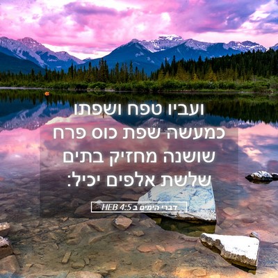 Picture 05 - דברי הימים ב 4:5 HEB - ועביו טפח ושפתו כמעשה שפת - Bible Verse Picture