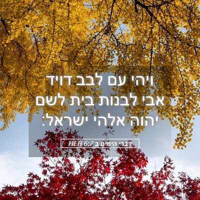 Picture 05 - דברי הימים ב 6:7 HEB - ויהי עם לבב דויד אבי לבנות - Bible Verse Picture