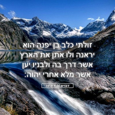 Picture 05 - דברים 1:36 HEB - זולתי כלב בן יפנה הוא יראנה - Bible Verse Picture