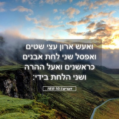 Picture 05 - דברים 10:3 HEB - ואעש ארון עצי שטים ואפסל - Bible Verse Picture