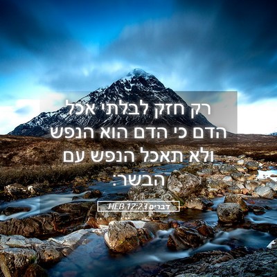 Picture 05 - דברים 12:23 HEB - רק חזק לבלתי אכל הדם כי הדם - Bible Verse Picture