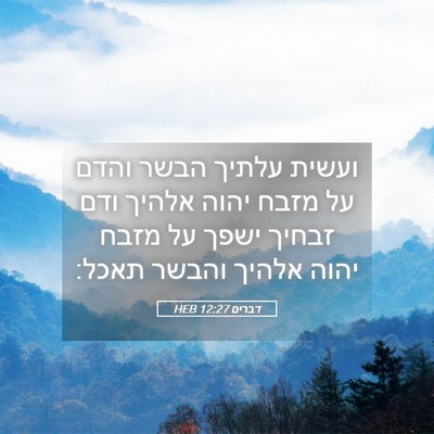 Picture 05 - דברים 12:27 HEB - ועשית עלתיך הבשר והדם על - Bible Verse Picture
