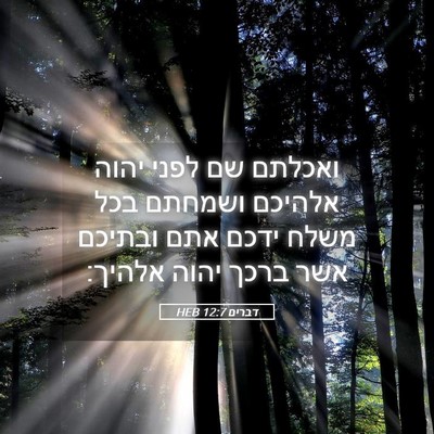 Picture 05 - דברים 12:7 HEB - ואכלתם שם לפני יהוה אלהיכם - Bible Verse Picture