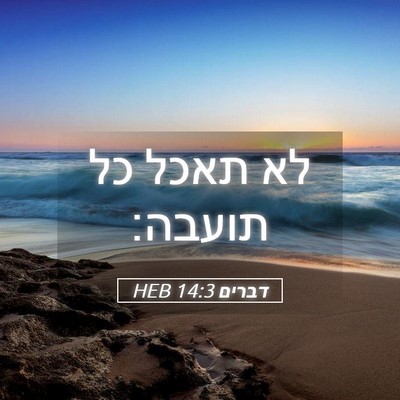 Picture 05 - דברים 14:3 HEB - לא תאכל כל - Bible Verse Picture