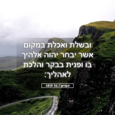 Picture 05 - דברים 16:7 HEB - ובשלת ואכלת במקום אשר יבחר - Bible Verse Picture