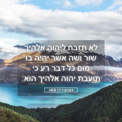 Picture 05 - דברים 17:1 HEB - לא תזבח ליהוה אלהיך שור ושה - Bible Verse Picture