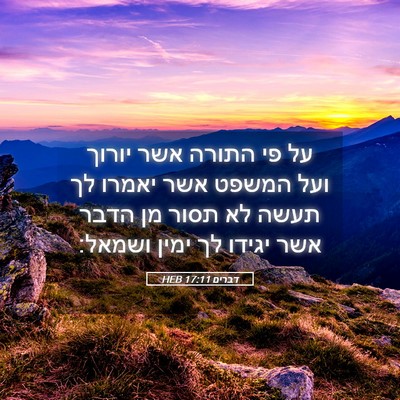 Picture 05 - דברים 17:11 HEB - על פי התורה אשר יורוך ועל - Bible Verse Picture