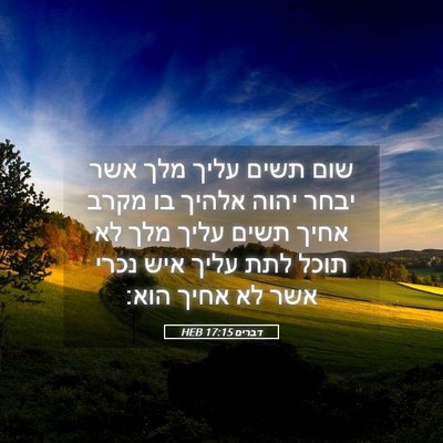 Picture 05 - דברים 17:15 HEB - שום תשים עליך מלך אשר יבחר - Bible Verse Picture