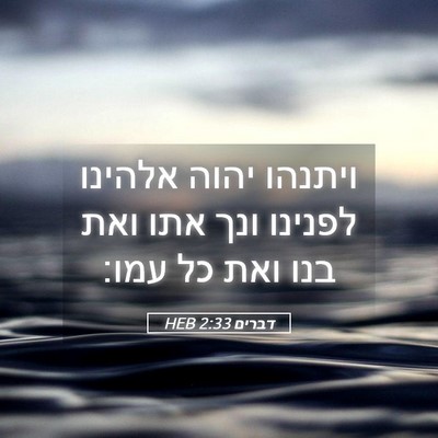 Picture 05 - דברים 2:33 HEB - ויתנהו יהוה אלהינו לפנינו - Bible Verse Picture