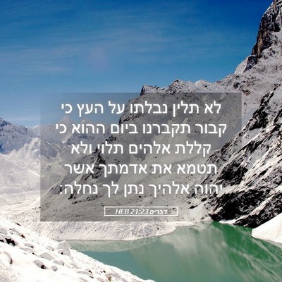 Picture 05 - דברים 21:23 HEB - לא תלין נבלתו על העץ כי - Bible Verse Picture
