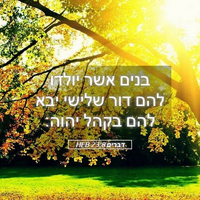 Picture 05 - דברים 23:8 HEB - בנים אשר יולדו להם דור - Bible Verse Picture