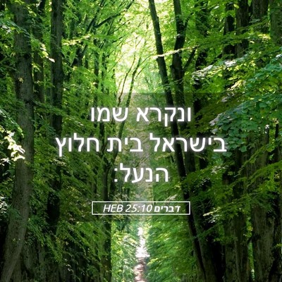 Picture 05 - דברים 25:10 HEB - ונקרא שמו בישראל בית חלוץ - Bible Verse Picture