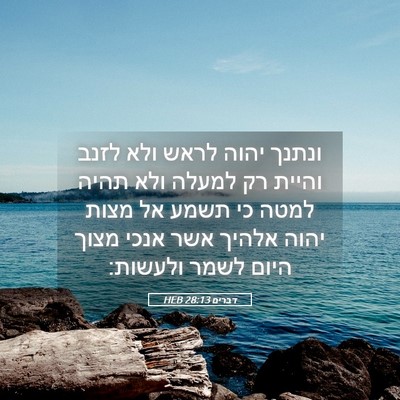 Picture 05 - דברים 28:13 HEB - ונתנך יהוה לראש ולא לזנב - Bible Verse Picture