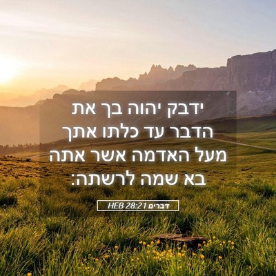 Picture 05 - דברים 28:21 HEB - ידבק יהוה בך את הדבר עד - Bible Verse Picture