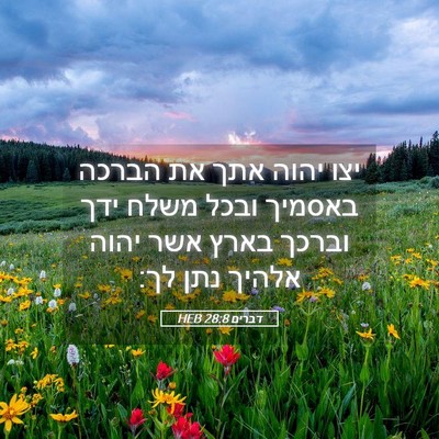 Picture 05 - דברים 28:8 HEB - יצו יהוה אתך את הברכה - Bible Verse Picture
