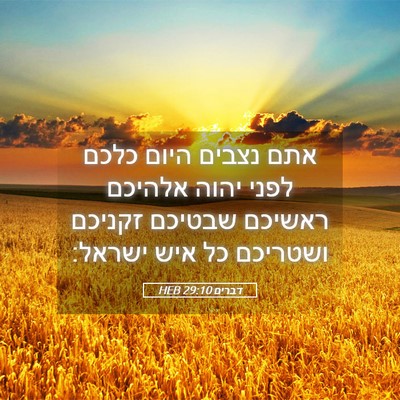 Picture 05 - דברים 29:10 HEB - אתם נצבים היום כלכם לפני - Bible Verse Picture